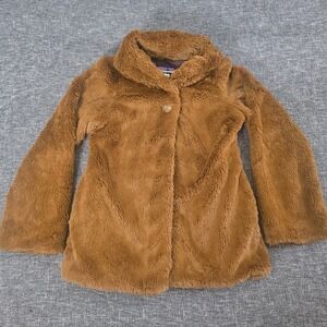 Patagonia Girls Brown High Pile Fleece Teddy Coat Jacket Size L 12